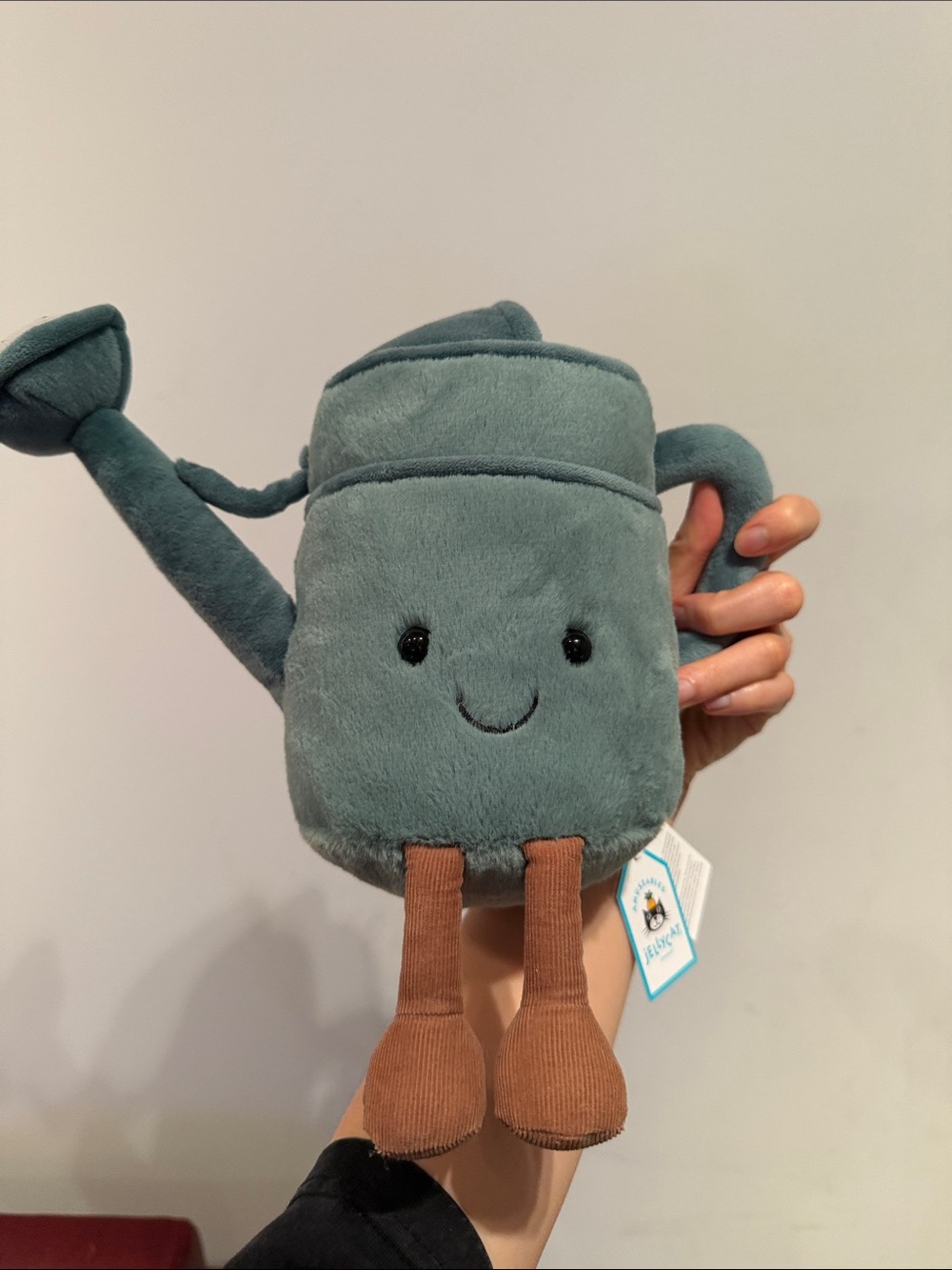 Jellycat Teal Plush Watering Can with Brown Legs